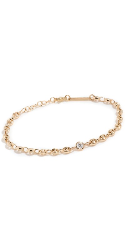 Zoe Chicco 14k Mariner Chain Floating Diamond Bracelet Yellow Gold