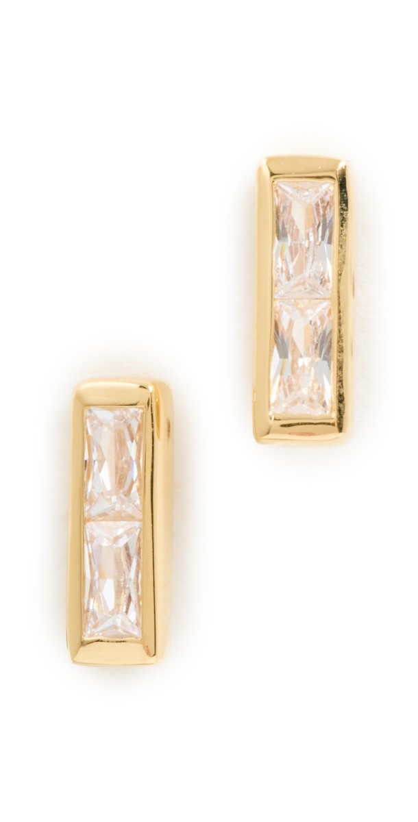 Gwen Beloti Stacked CZ Drop Stud Earrings Gold