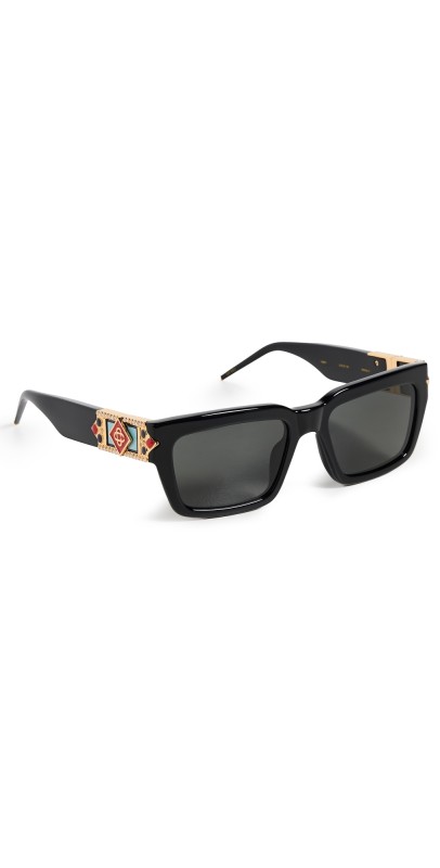 Casablanca Monogram Plaque Square Sunglasses Black