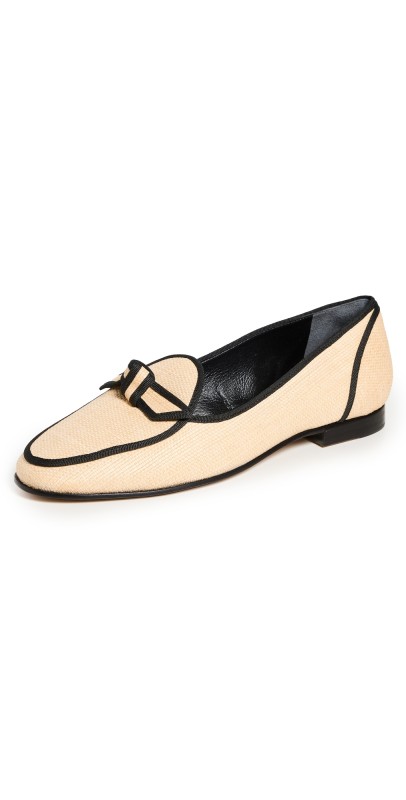 Alexandre Birman Grosgrain Raffia Loafers Natural/Black
