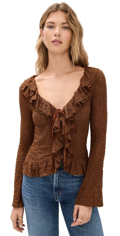 Bailey Rose Brown Long Sleeve Blouse Brown