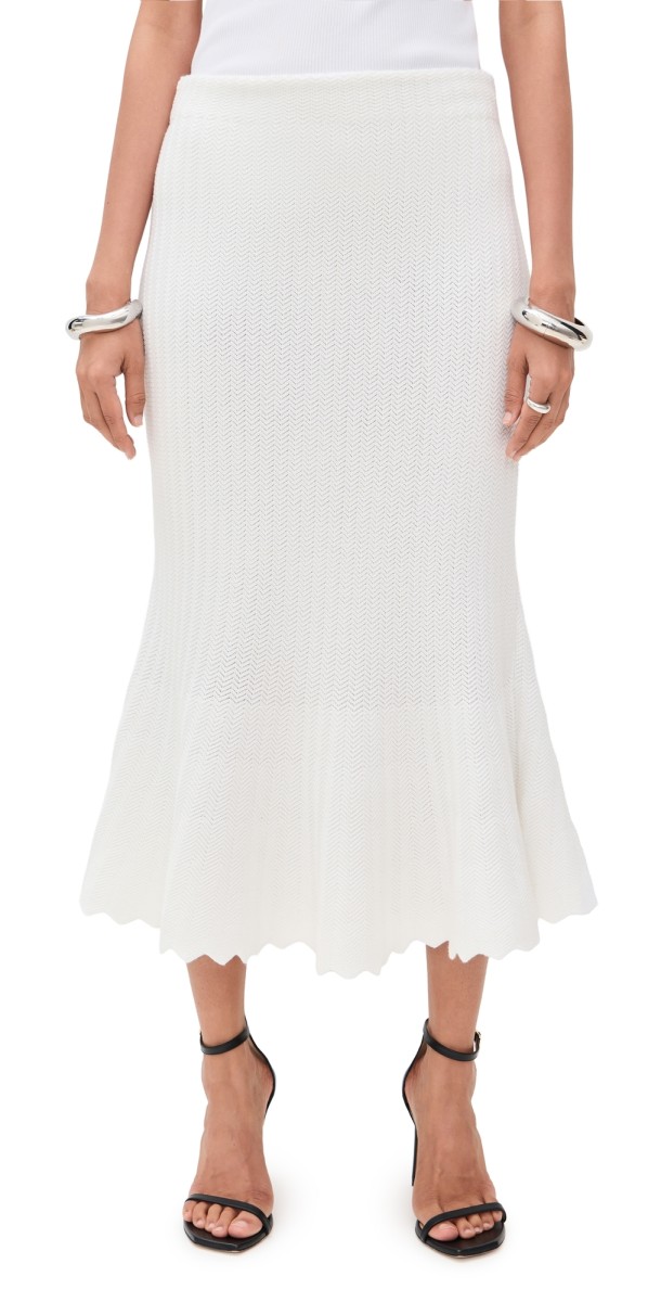 AKNVAS Mie Cotton Knit Skirt White