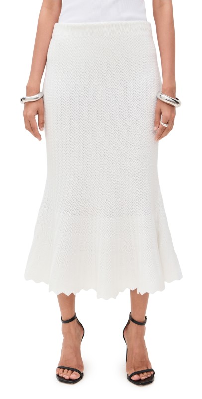 AKNVAS Mie Cotton Knit Skirt White