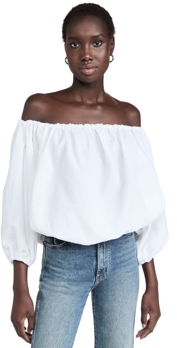 Marques'Almeida Off Shoulder Top White