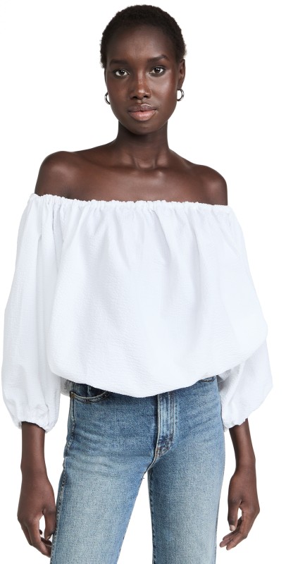 Marques'Almeida Off Shoulder Top White