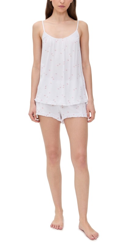 Eberjey The Cami & Short Set Summer Daisy White
