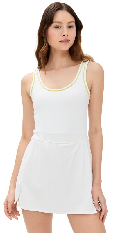 Splits59 Martina Rigor Dress With Piping White/Chartres