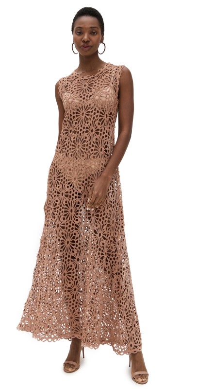 Norma Kamali Sleeveless Swing Maxi Dress Cappuccino