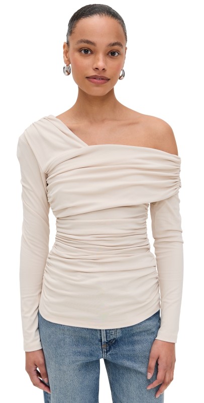 Susana Monaco Carryover One Shoulder Top Blanched Almond