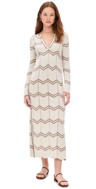 Splendid x Cella Jane Chevron Caftan Pearl/Wood