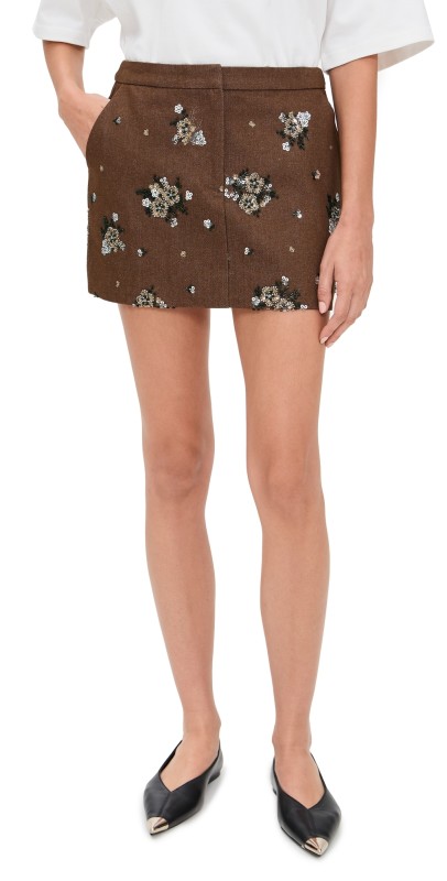 Line & Dot Harriet Mini Skirt Brown