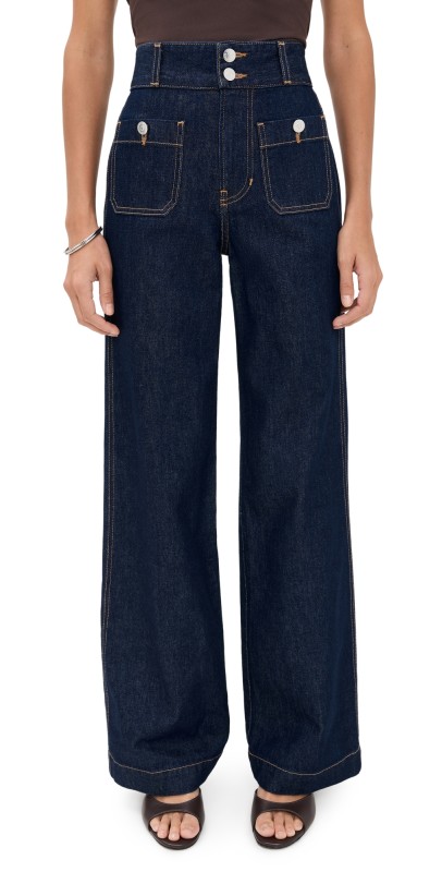 Veronica Beard Jean Taylor High Rise Wide Leg Jeans Indigo Rinse