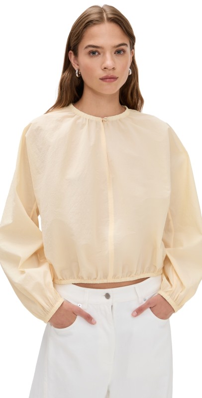 Proenza Schouler White Label Wendy Top in Tech Poplin Light Butter