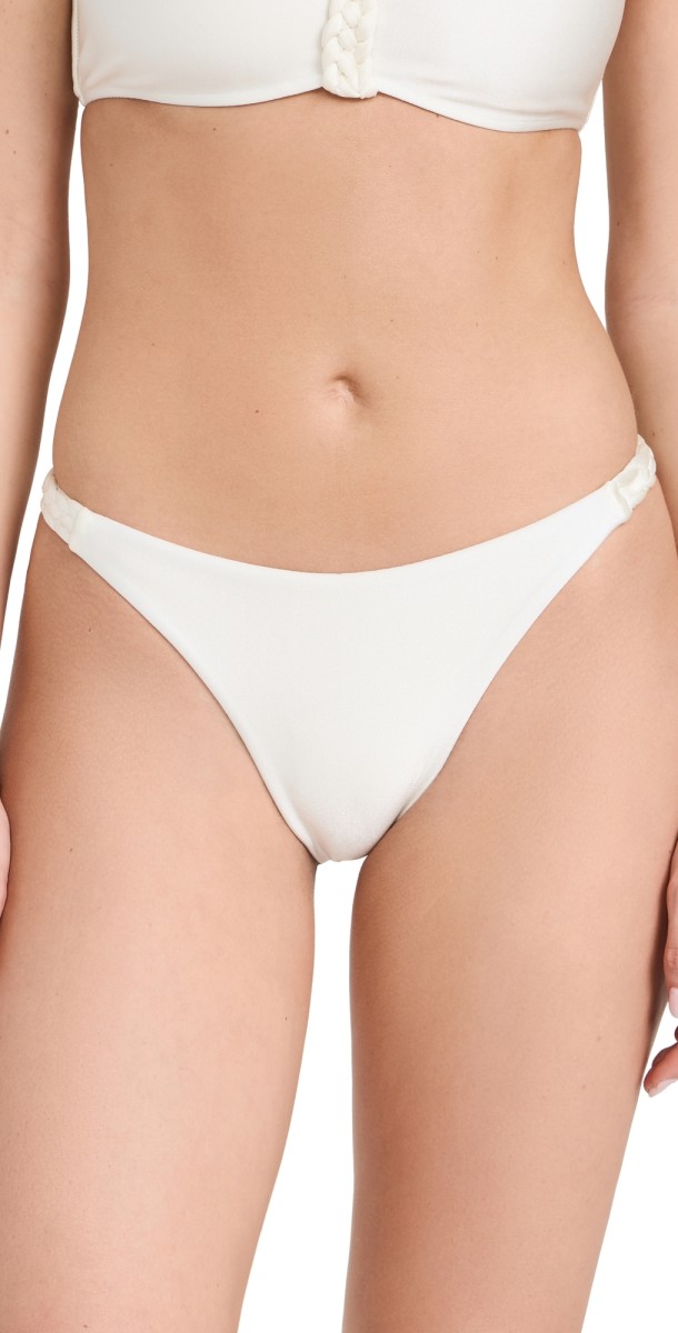 PatBO Jersey Sands Braided String Bikini Bottoms Off White