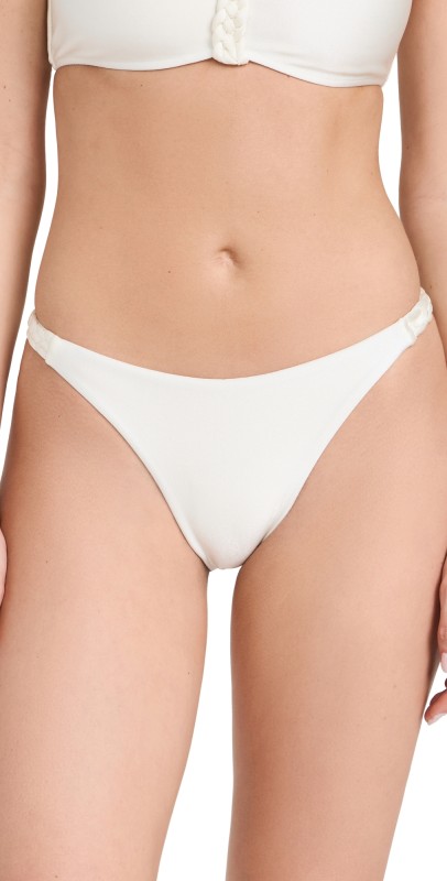 PatBO Jersey Sands Braided String Bikini Bottoms Off White