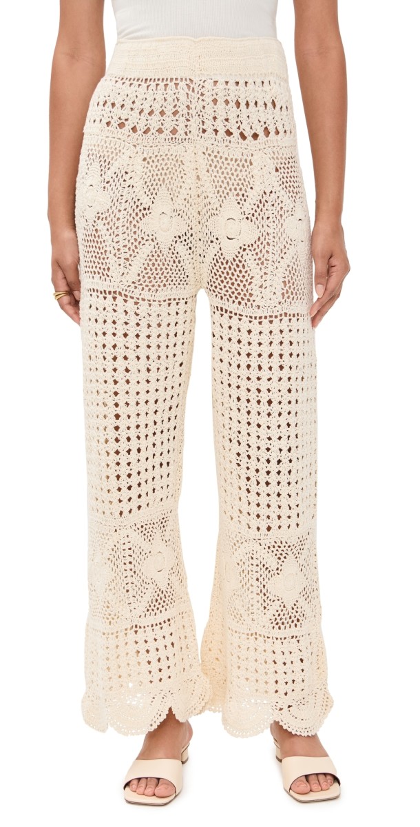 Agua Bendita Wesley Handmade Crochet Pants White