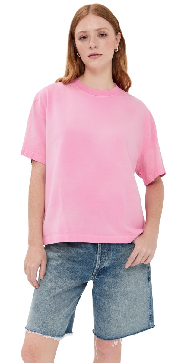 The Elder Statesman Sunbleached Oversized Tee Bubblegum