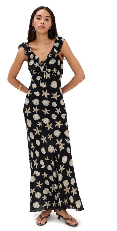 Saylor Gali Seashell Print Dress Black
