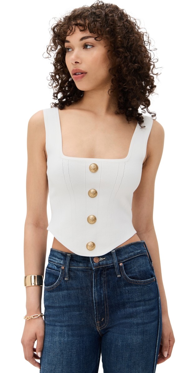 L'AGENCE Saga Square Neck Knit Corset Ivory/Gold