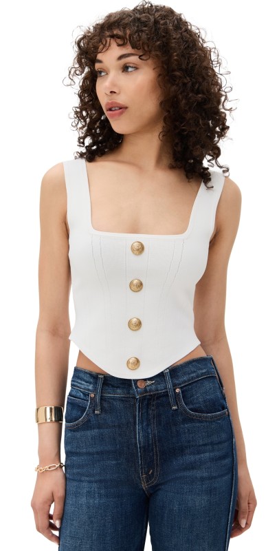 L'AGENCE Saga Square Neck Knit Corset Ivory/Gold