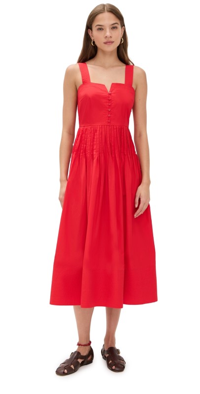 THE GREAT. The Day Break Dress Hot Red