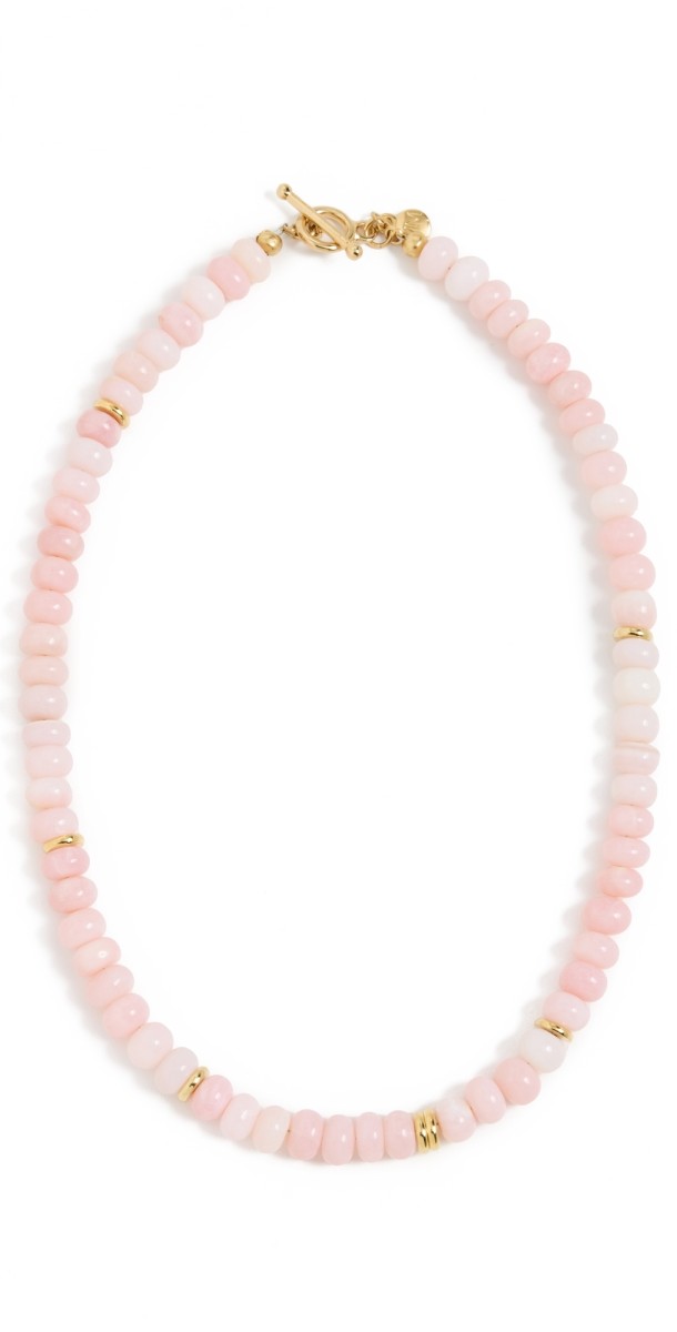 MAYAMAR Rose Opal Beaded Necklace Gold