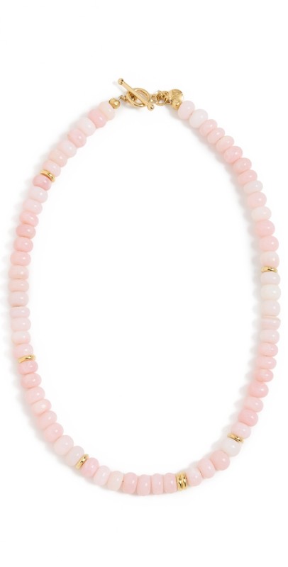MAYAMAR Rose Opal Beaded Necklace Gold