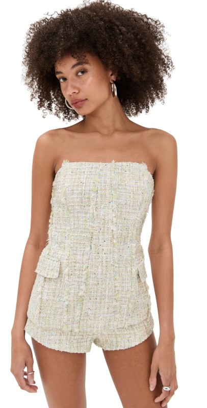 Line & Dot Clover Strapless Top Sage Multi