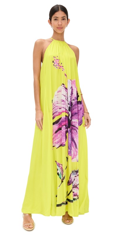 ROCOCO SAND Flared Maxi Dress Yellow Purple