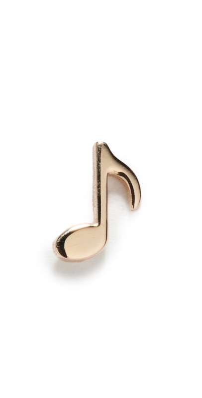 Zoe Chicco 14k Gold Single Itty Bitty Music Note Stud Earrings 14k Yellow Gold