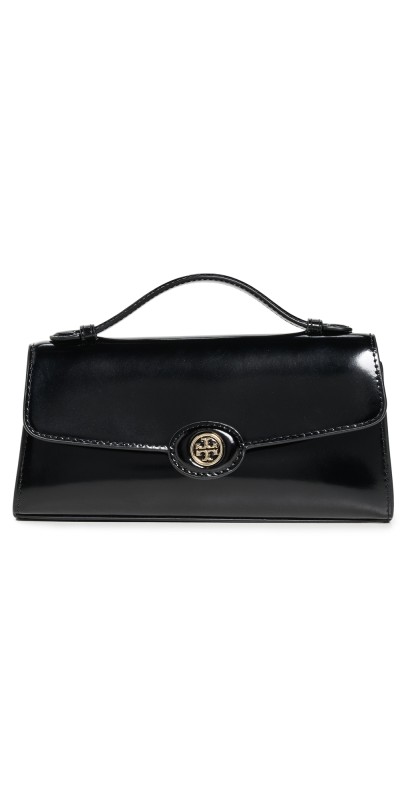 Tory Burch Mini Robinson Spazzolato Top Handle Bag Black