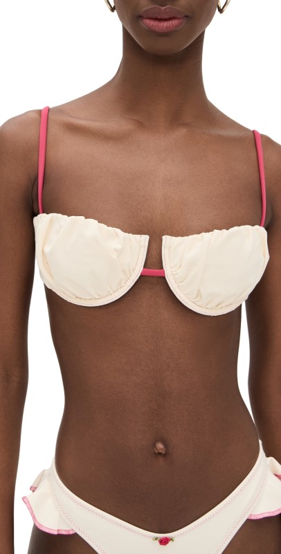 Montce Binded Petal Bikini Top Cream Raspberry Binded