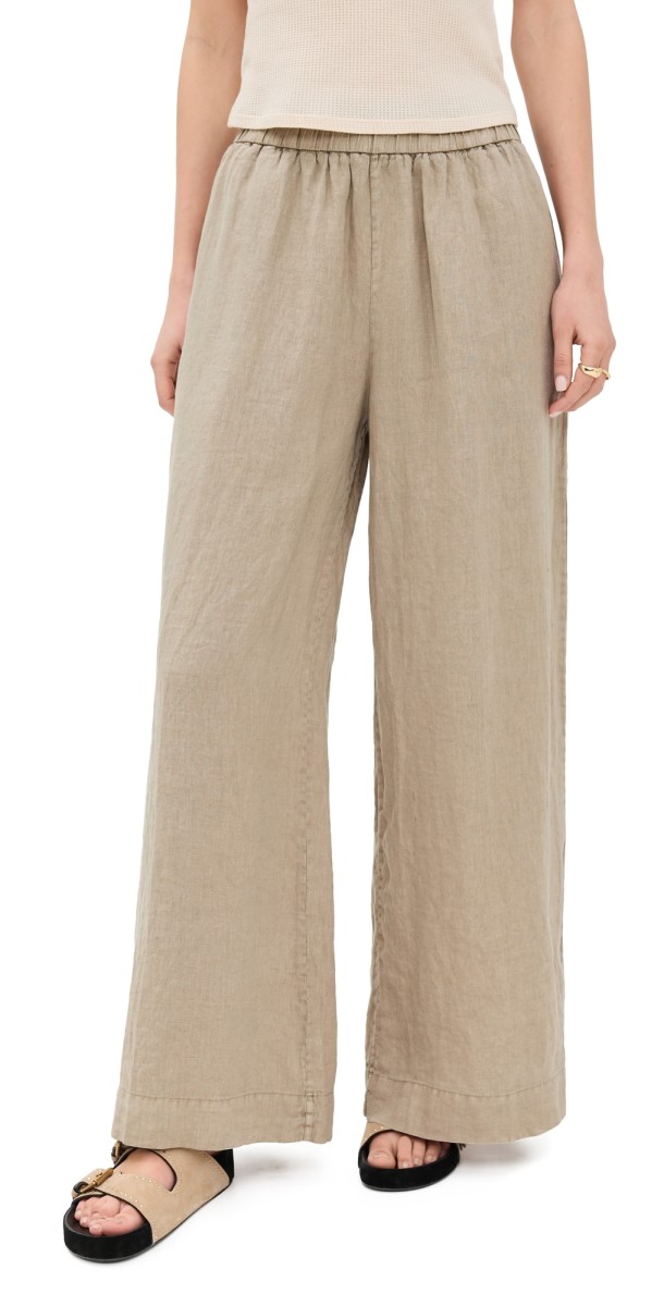 James Perse Lightweight Linen Culotte Pants Overcast Pigment