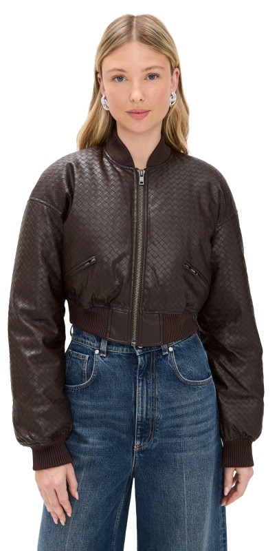 ROTATE Cropped Puffer Jacket Chicory Coffee