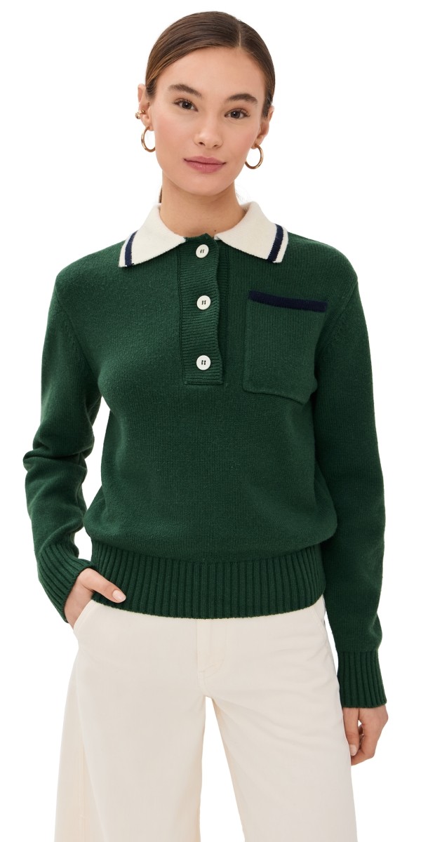 ALIGNE Brett Collared Sweater Green