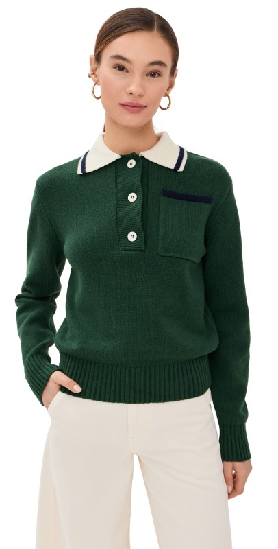 ALIGNE Brett Collared Sweater Green