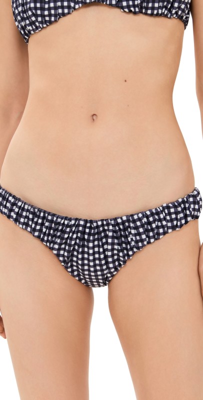 CAROLINE CONSTAS Dorit Bikini Bottoms Black Ivory Gingham