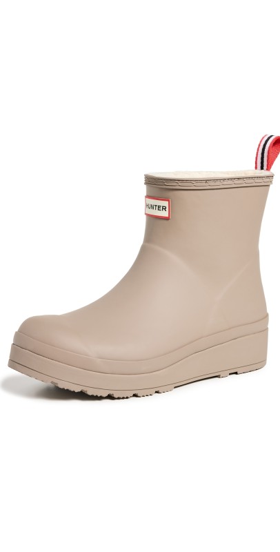 Hunter Boots Sherpa Lined Play Booties Millstone/Red White & Black