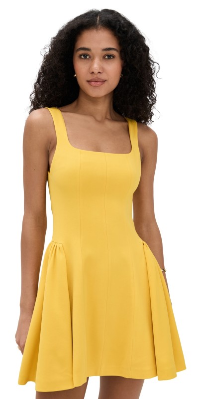 alice + olivia Vera Fit and Flare Mini Dress Golden Hour