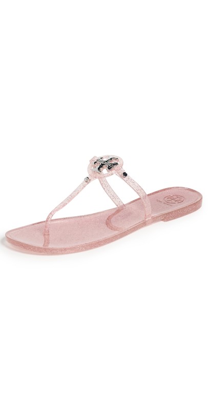 Tory Burch Mini Miller Flat Thong Flip Flops Pink Love / SILVER