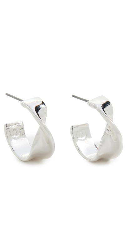 Ettika Heirloom Twist Small Hoops Silver
