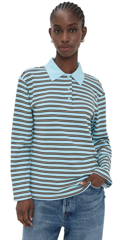 English Factory Stripe Collar Sweatshirt Brown/Green