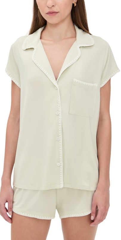 Eberjey Frida Shortie PJ Set Mint Cream/Ivory