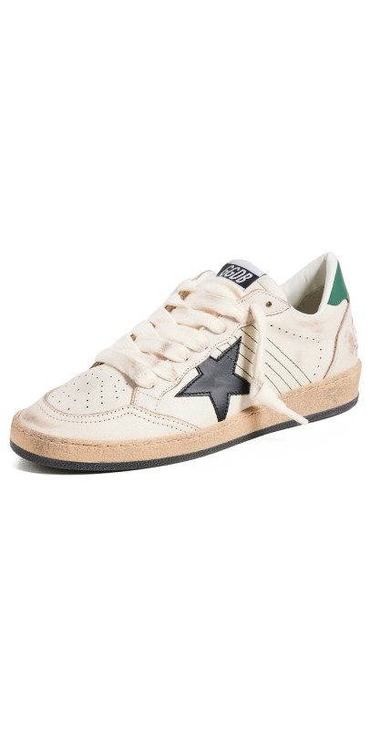 Golden Goose Ball Star Leather Upper Star And Heel With Signature Foxing Sneakers White/Black/Dark Green