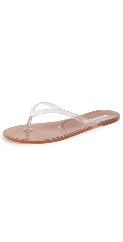 Black Suede Studio Crystal Jelly Flip Flops Old Rose/Clear