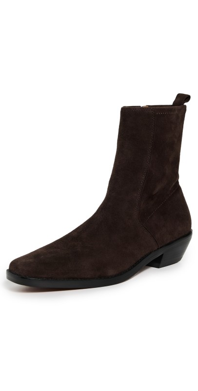 Madewell The Idris Ankle Boots In Suede Dark Carob