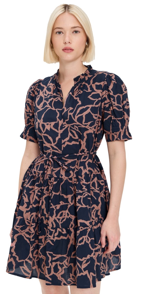 Apiece Apart Las Almas Dress Large Lace Floral Navy