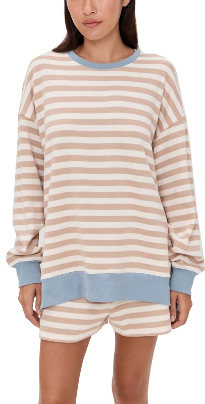 Z Supply Layer Up Stripe Sweatshirt Evening Sand
