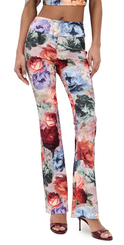 alice + olivia Olivia Fit Flare Bootcut Pants STORM FLORAL SM