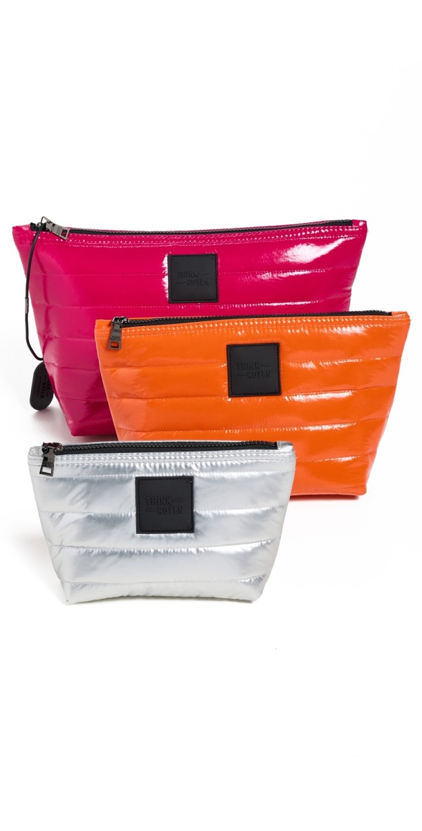 Think Royln Travel Trio Pouches Fuchsia/Orange/Silver
